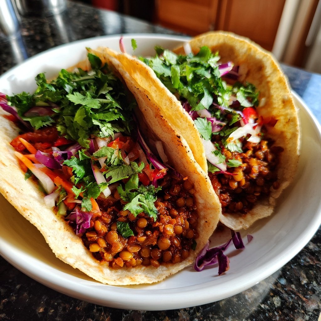 Smoked Paprika Lentil Tacos with Slaw