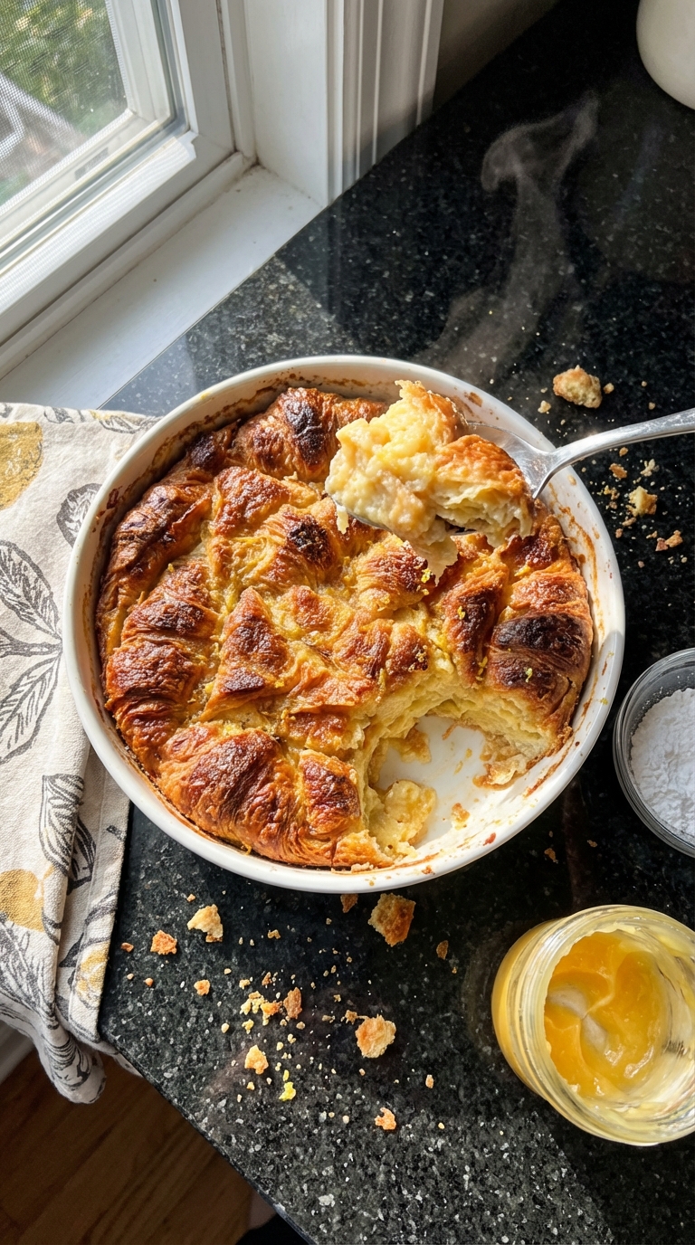 Lemon Infused Croissant Pudding
