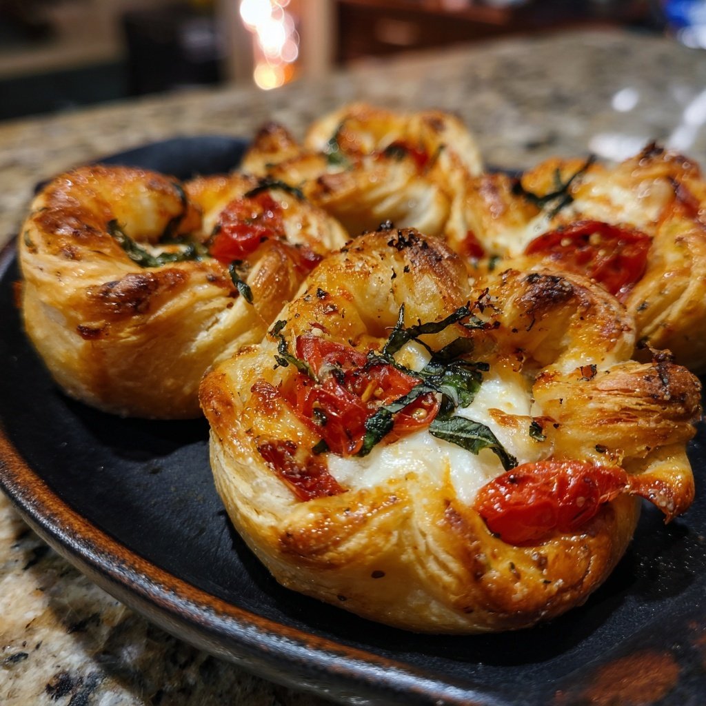 Baked Caprese Bites Puff Pastry