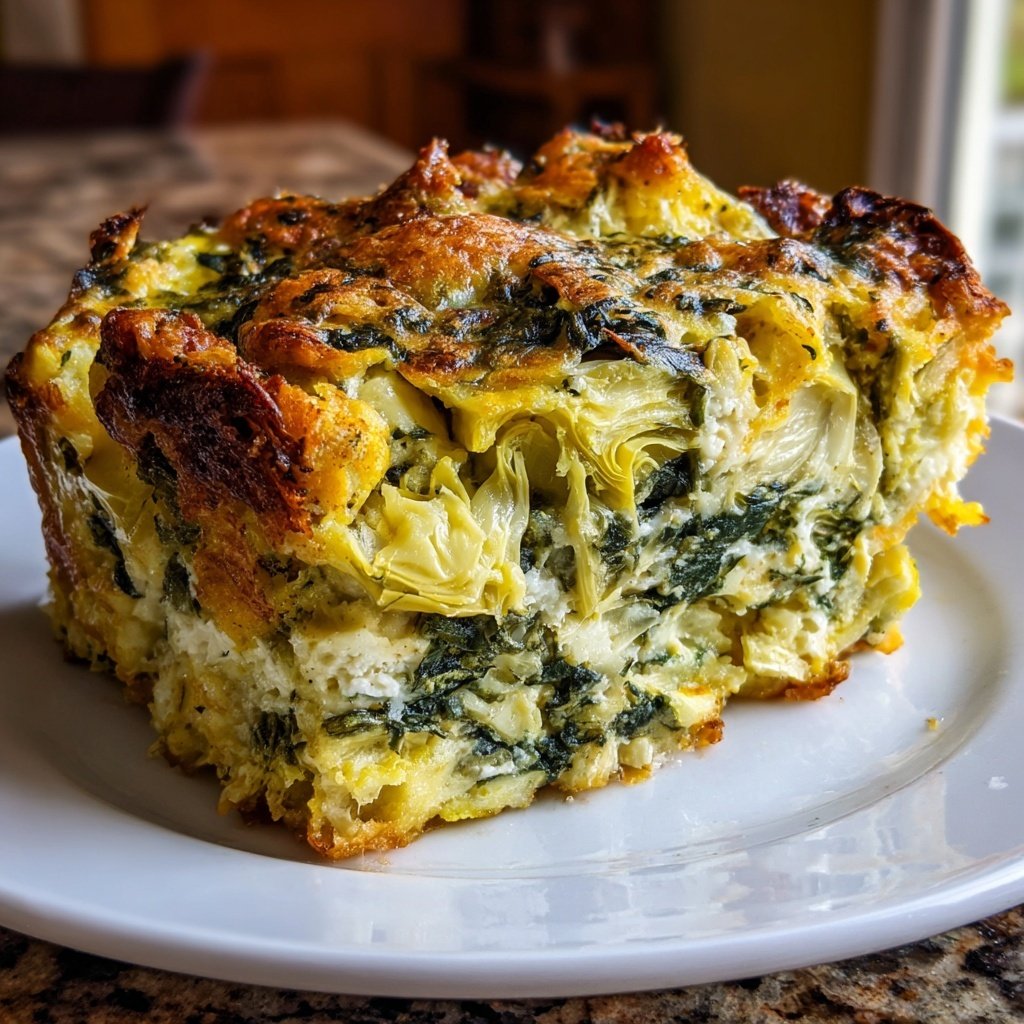 Spinach Artichoke Strata Egg Bake