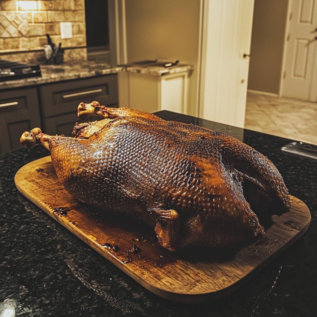 Roasted Christmas Goose with Apple and Herb Stuffing