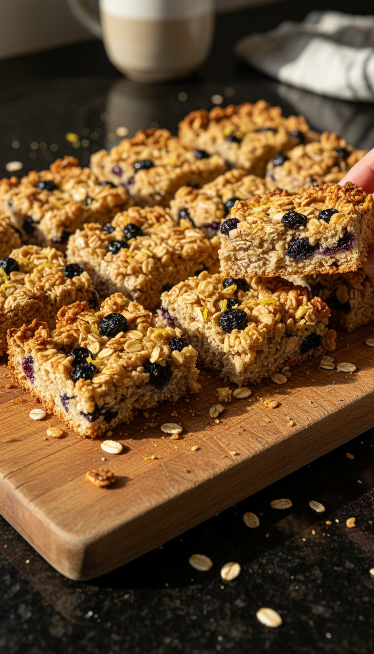 Crunchy Lemon Blueberry Granola Bars