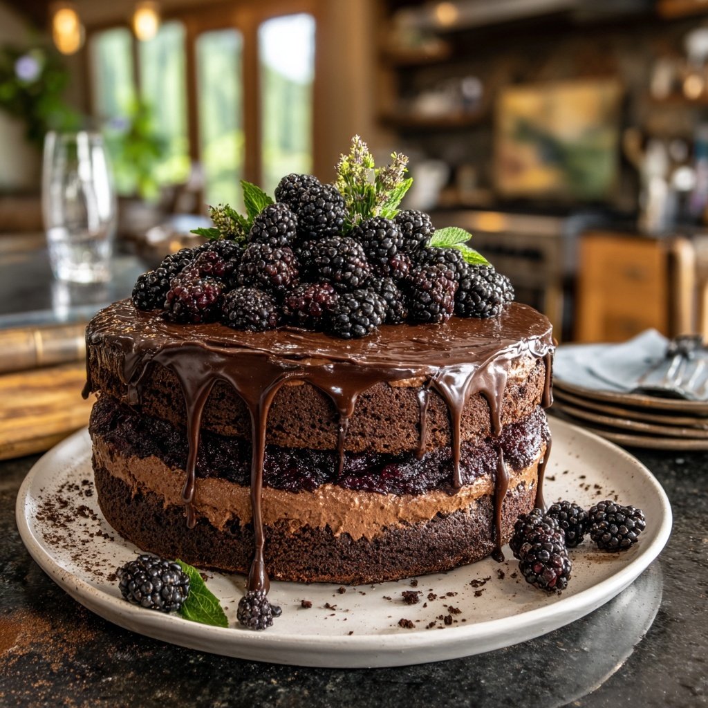 Blackberry Sage Chocolate Cake