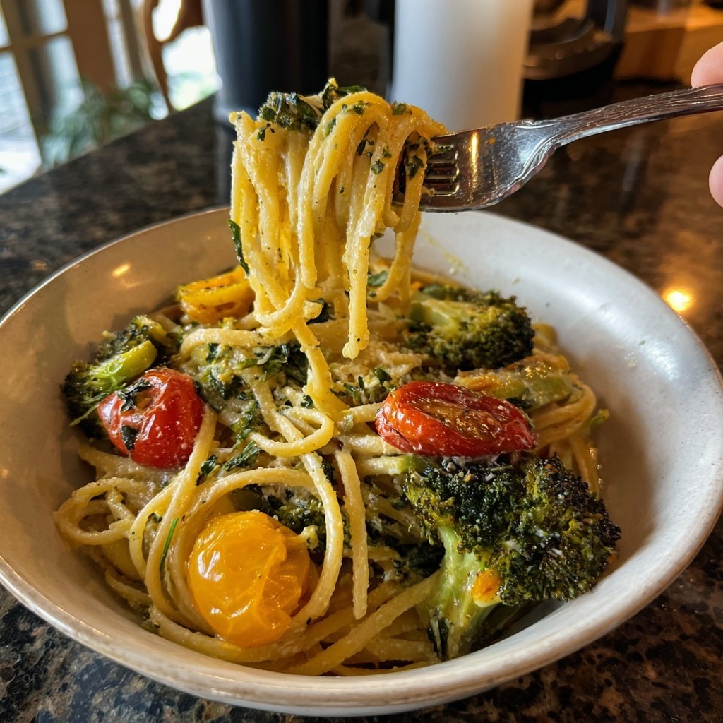 Creamy Garlic Pasta with Veggies