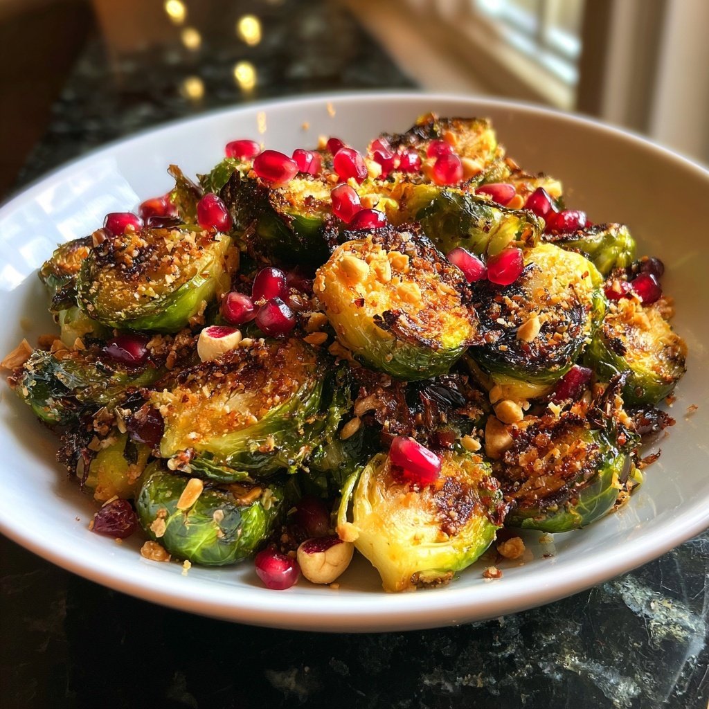Brussels Sprouts with Pomegranate Hazelnuts