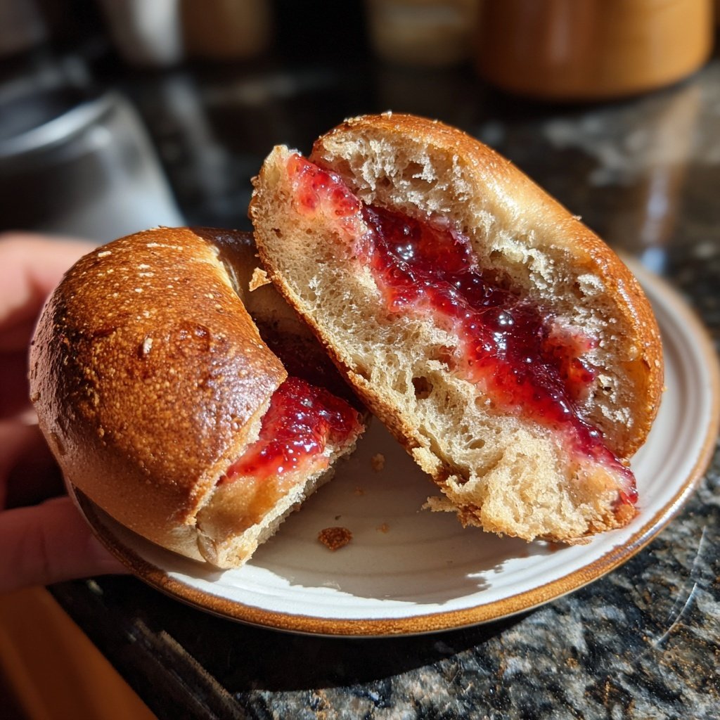 Protein Bagels with Strawberry Jam Filling