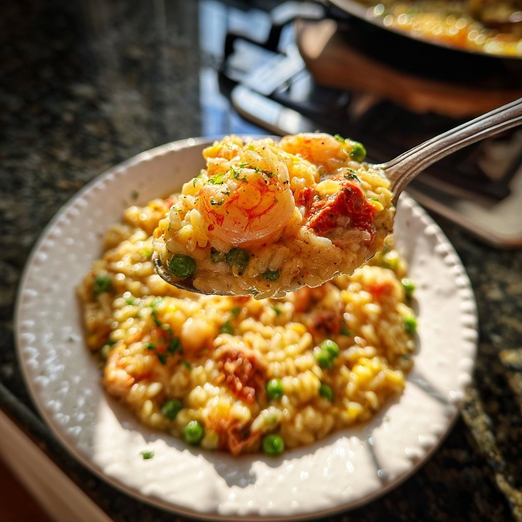 Seafood Risotto with Peas