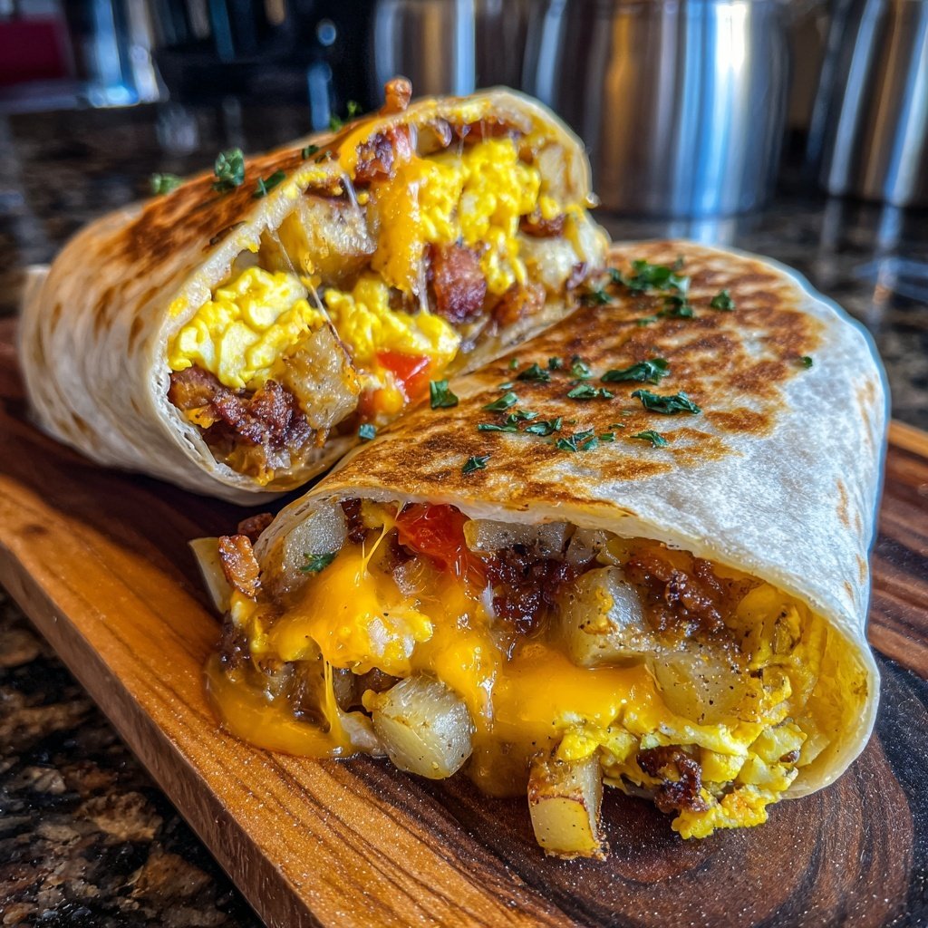 Cozy Winter Breakfast Burrito with Eggs and Potatoes