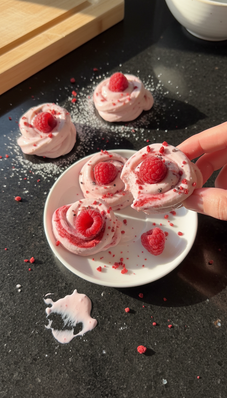 Raspberry Swirl Frozen Yogurt Bites